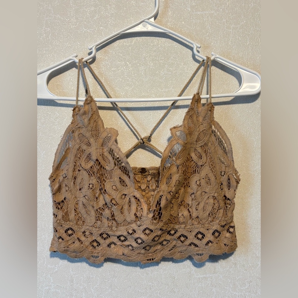 Free people | Lace Strappy Tan Bralette | Size M - Picture 2 of 6